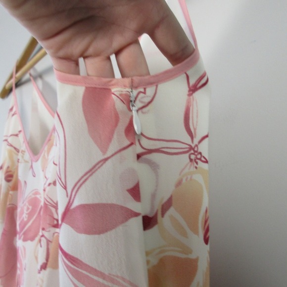 Ann Taylor 100% Silk Cami Dress 4 Pink Floral Hawaiian Slip Summer VtG Y2K 290 - Picture 11 of 13
